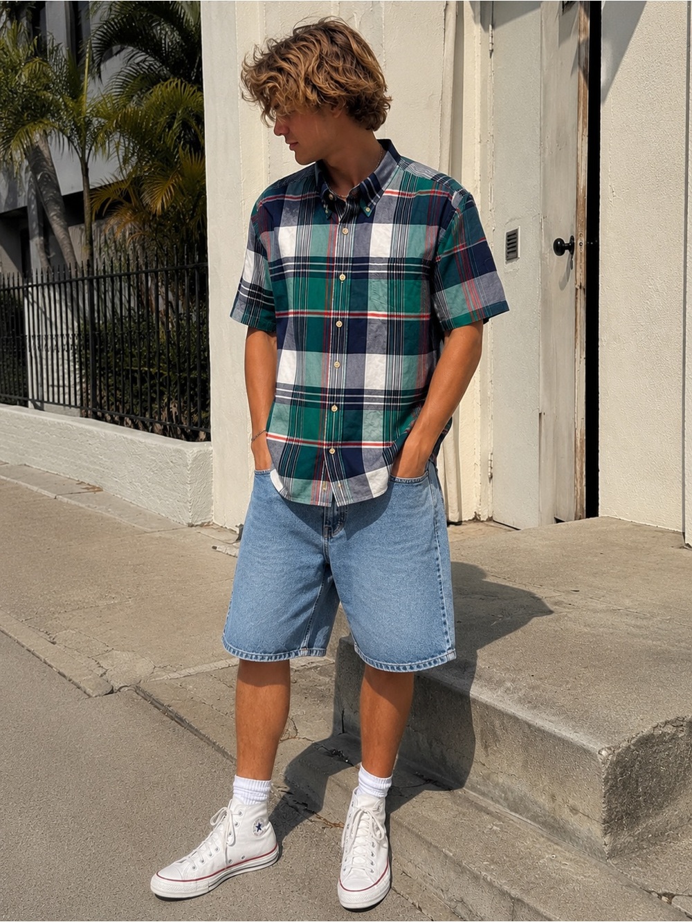 Vintage 90’s Kenneth Gordon Plaid Button-Up Shirt Men’s M - Made in USA